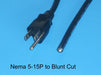 2FT Nema 5-15P to Blunt Cut Power Cord 14/3 SJTW NA