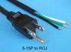 5FT Nema 5-15P to ROJ 2IN Strip 1/4IN Power Cord 18/3 SJTW NA 10A 125V