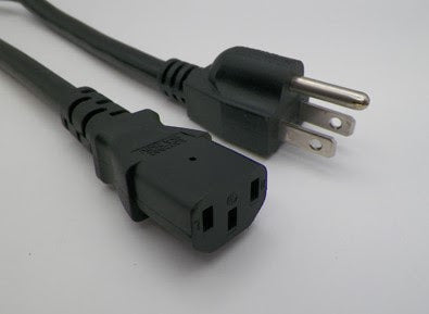 1FT NEMA 5-15P to IEC-320 C-13 Computer Power Cord 14/3 SJTW NA