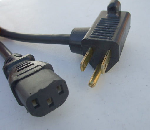 4FT Nema 5-15PB to IEC-320 C-13 Parallel Piggy Back Computer Power Cord