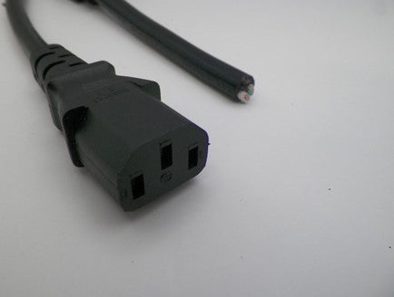 10IN Blunt Cut to IEC-320 C-13 Computer Power Cord 18/3 SJTW NA