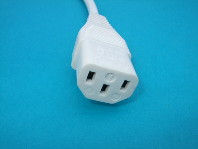 2FT IEC-320 C-14 to IEC-320 C-13 White Computer Power Cord