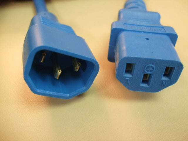 8FT IEC-320 C-14 to IEC-320 C-13 Blue Computer Power Cord 18/3 SJTW