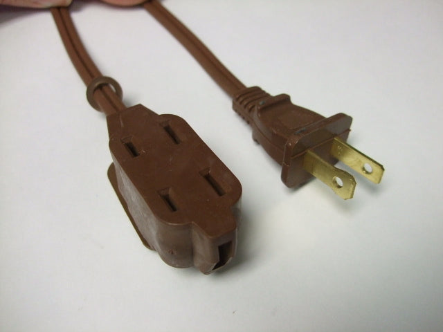 6ft Nema 1-15P to 1-15R Power Block Brown Polarized Power Cord