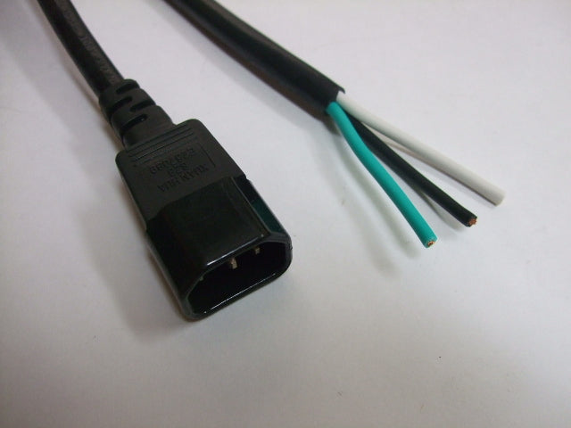 Black power cable with molded ends