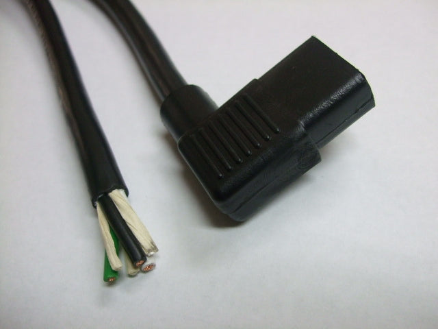 5FT 3IN Blunt Cut to IEC 320 C-13RA Computer Power Cord 14/3 SJTW NA 15A 125V 105C