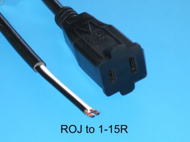 3FT ROJ 2IN Strip 1/4IN to Nema 1-15R Power Cord