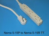 5FT 8IN Nema 5-15P Right Angle to Nema 5-15TT Extension Cord