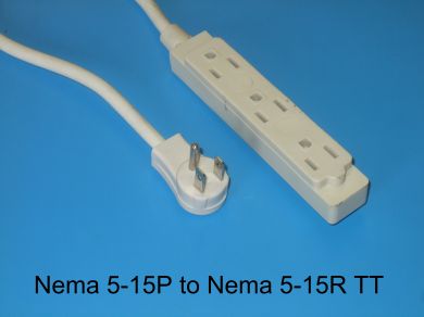 5FT 8IN Nema 5-15P Right Angle to Nema 5-15TT Extension Cord